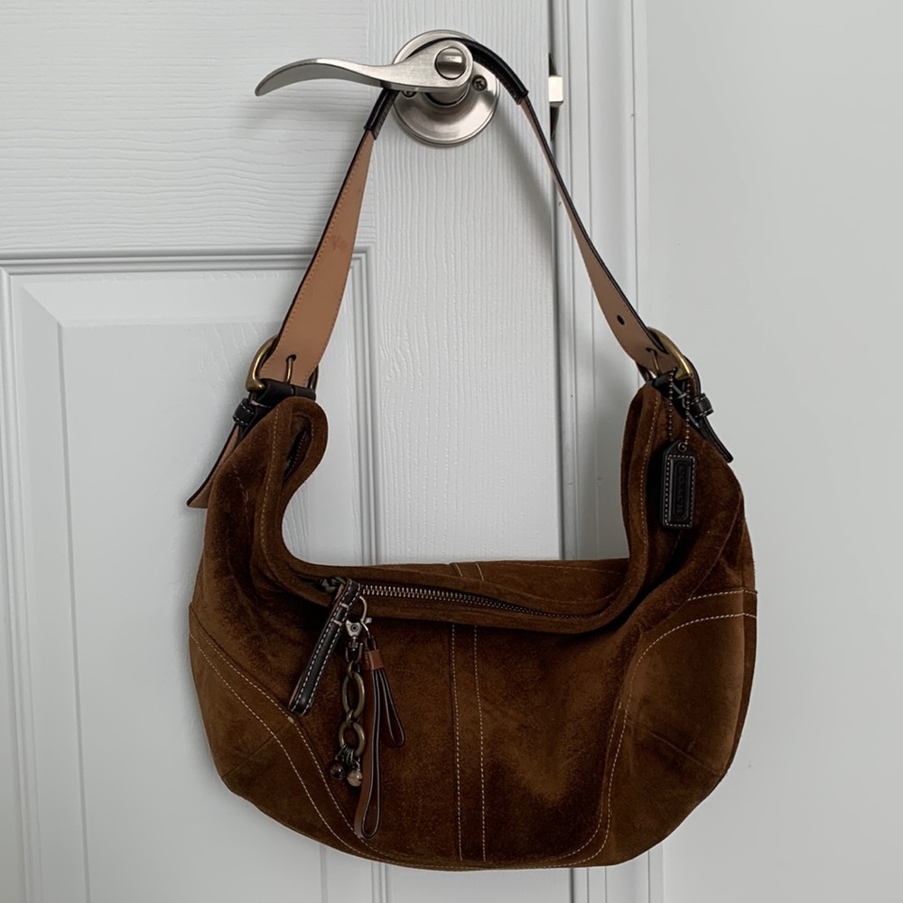 Coach large suede hobo purse style 9504